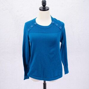 Liz‎ Claiborne Teal Knit Sweater Petite PM  Polyester Modal